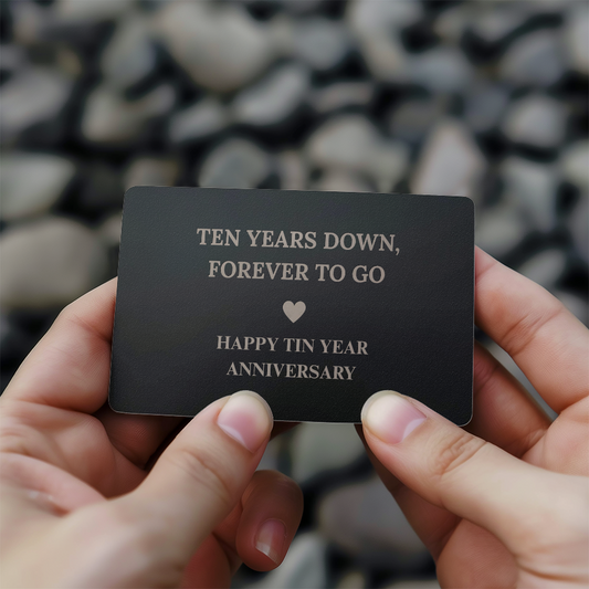 10th Anniversary Metal Wallet Card – Romantic Gift for Husband