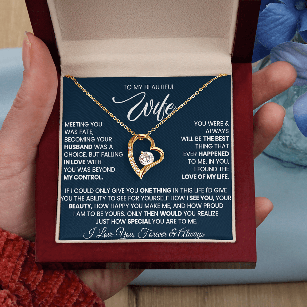 To My Wife Forever Love Necklace With Heartfelt Message & Gift Box