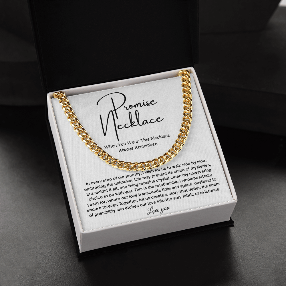 Promise Cuban Chain Necklace for Him, Gift Ideas for Men, Valentine Gifts for Him