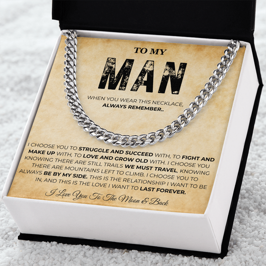 Promise Necklace for Him Meaningful Cuban Chain Birthday Gift for Men