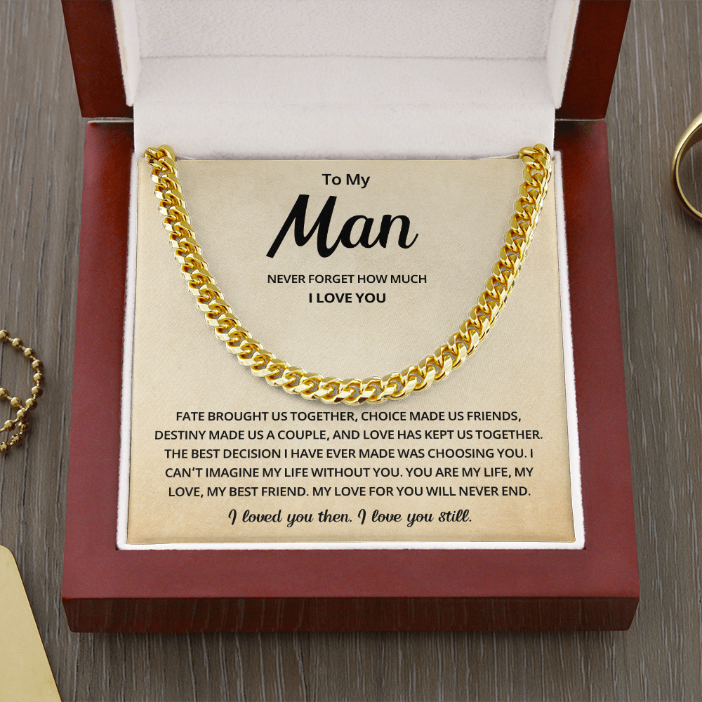 Mens Cuban Link Chain Necklace Romantic Gift for Boyfriend or Husband