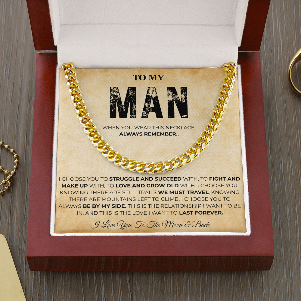 Promise Necklace for Him Meaningful Cuban Chain Birthday Gift for Men