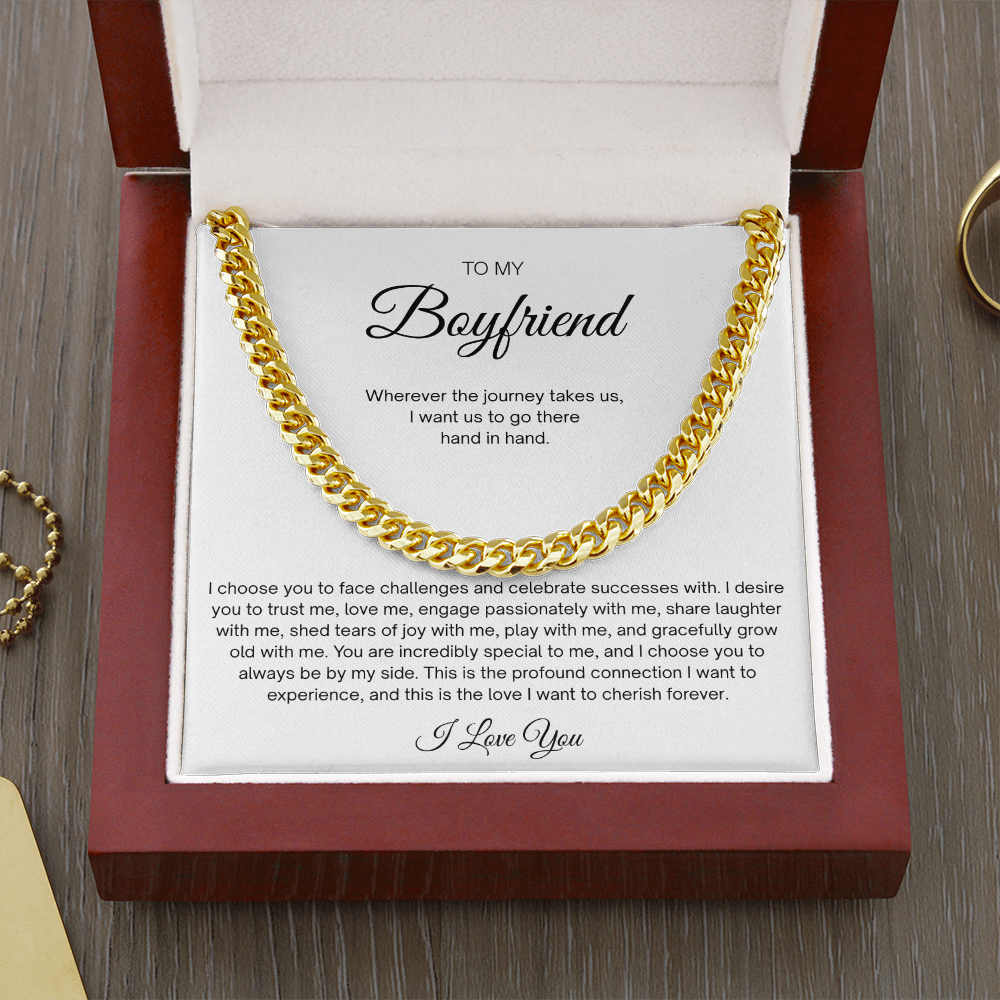 Men Cuban Link Chain Necklace for Boyfriend Gold Silver Stainless Steel