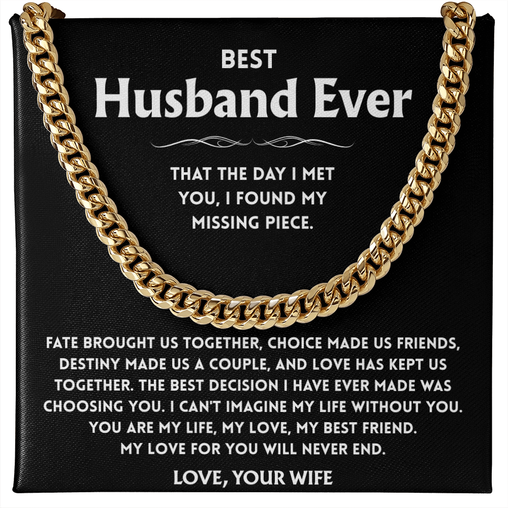 To My Husband Necklace With Message Card, Husband Gift From Wife