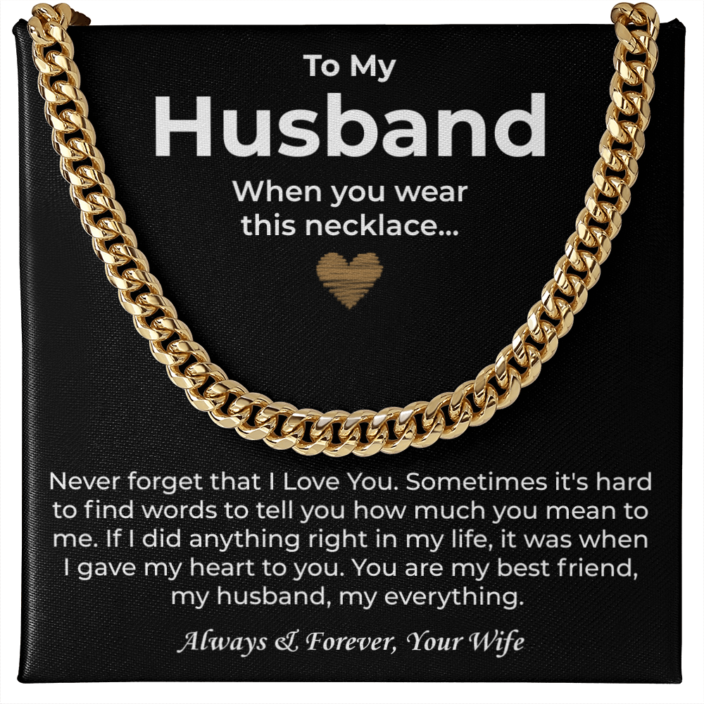 To My Man Necklace, Boyfriend Valentines Day Gift, Mens Cuban Chain Necklace for Fiance