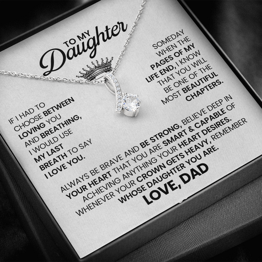 To My Daughter Necklace With Heartfelt Message Card & Gift Box