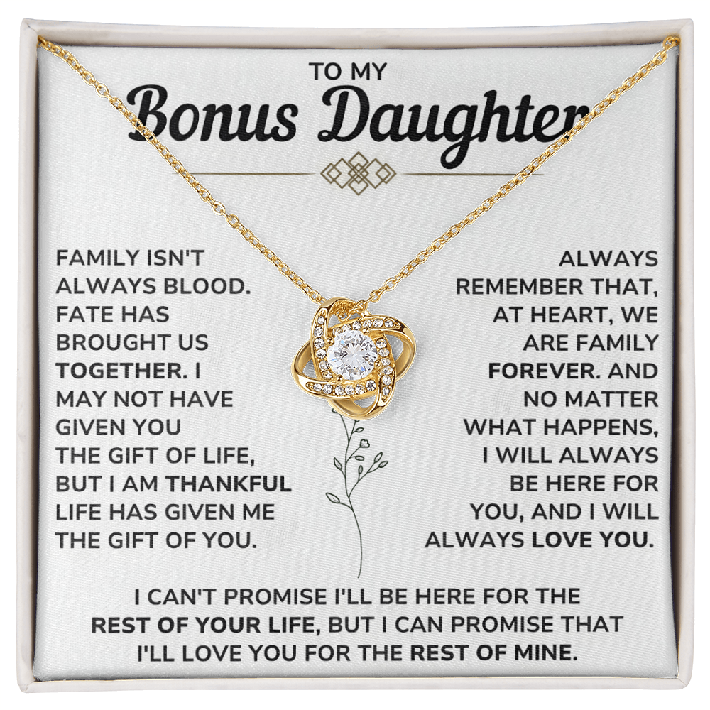 To My Bonus Daughter - Always Keep Me in Your Heart - Love Knot Necklace