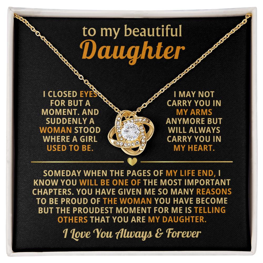 Sentimental Gift for Daughter - My Heart You Have Won - Love Knot Necklace