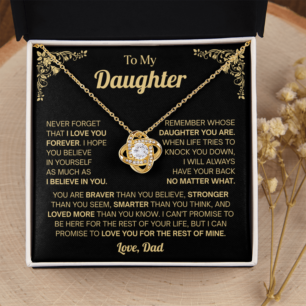 Meaningful Gift for Daughter - My Heart You Have Won - Love Knot Necklace