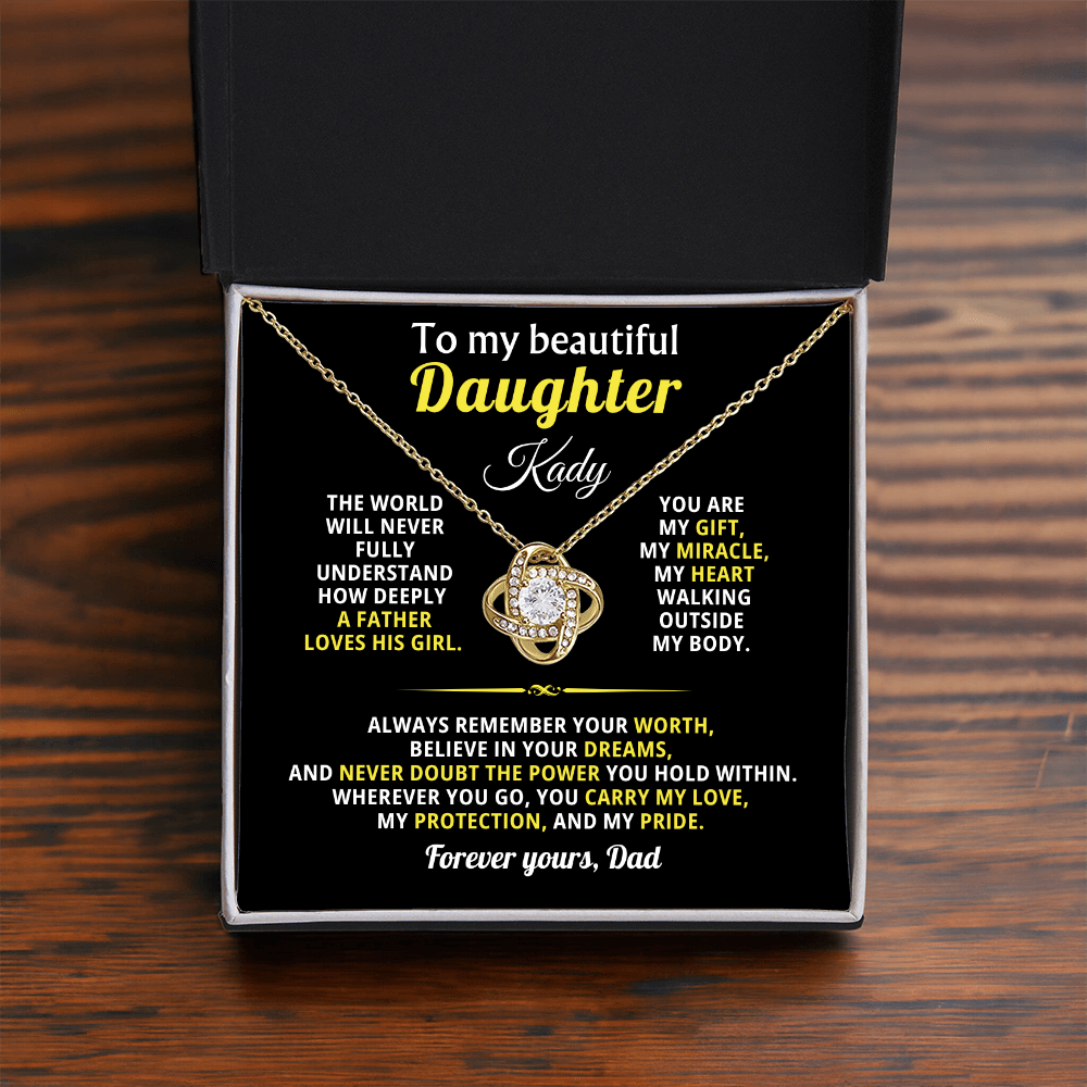 To My Beautiful Daughter Necklace Gift For Her With Heartfelt Message card