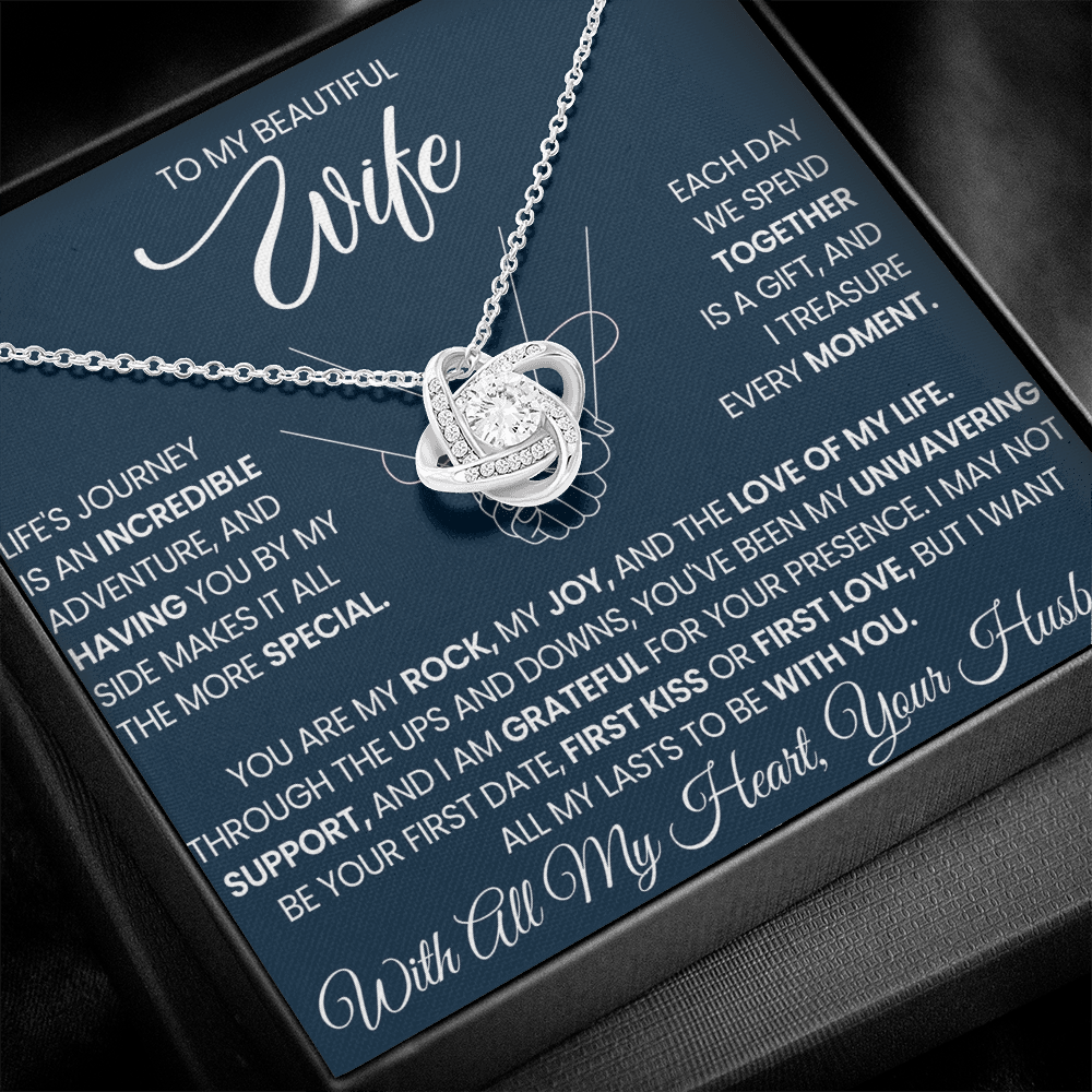 To My Wife - I Love You Forever & Always - Love Knot Necklace