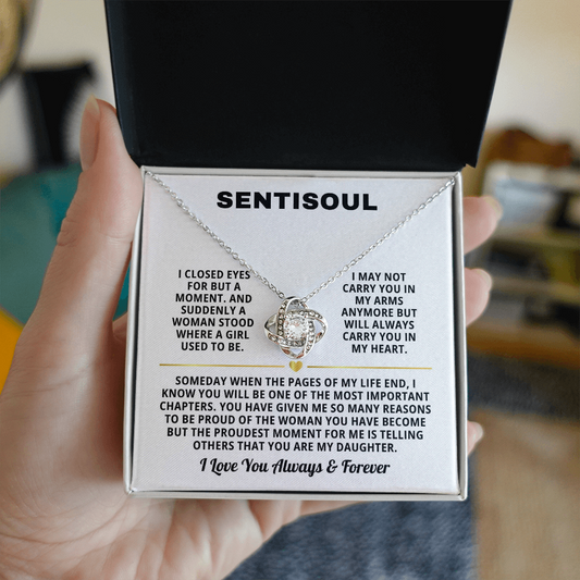 SENTISOUL - To My Daughter | You Are the Best Gift in My Life | Love Knot Necklace