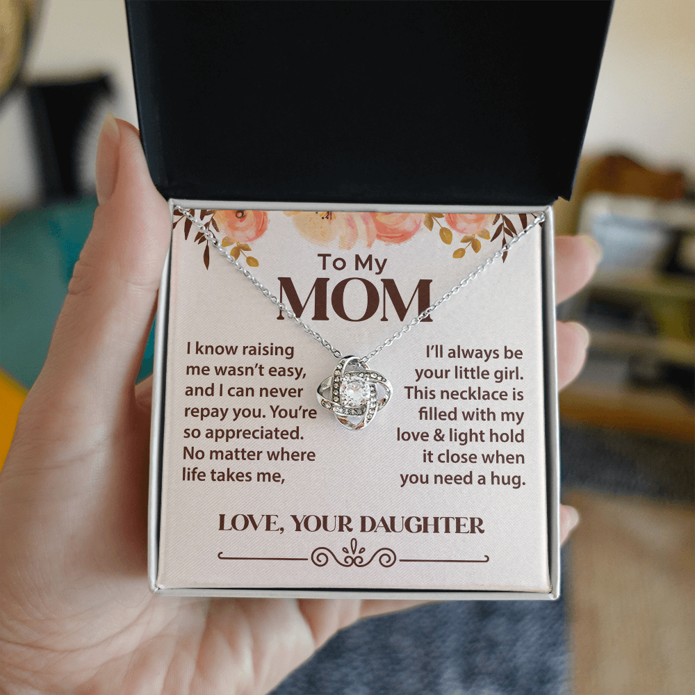 To My Mom - I Love You Always and Forever - Love Knot Necklace