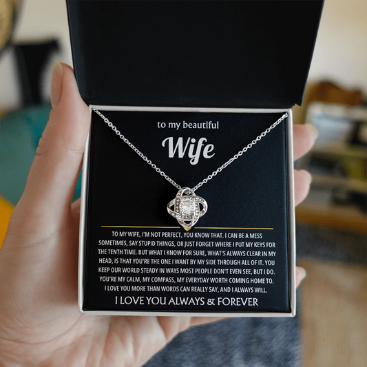Best Present for Wife - The Day I Met You, My Life Changed - Love Knot Necklace