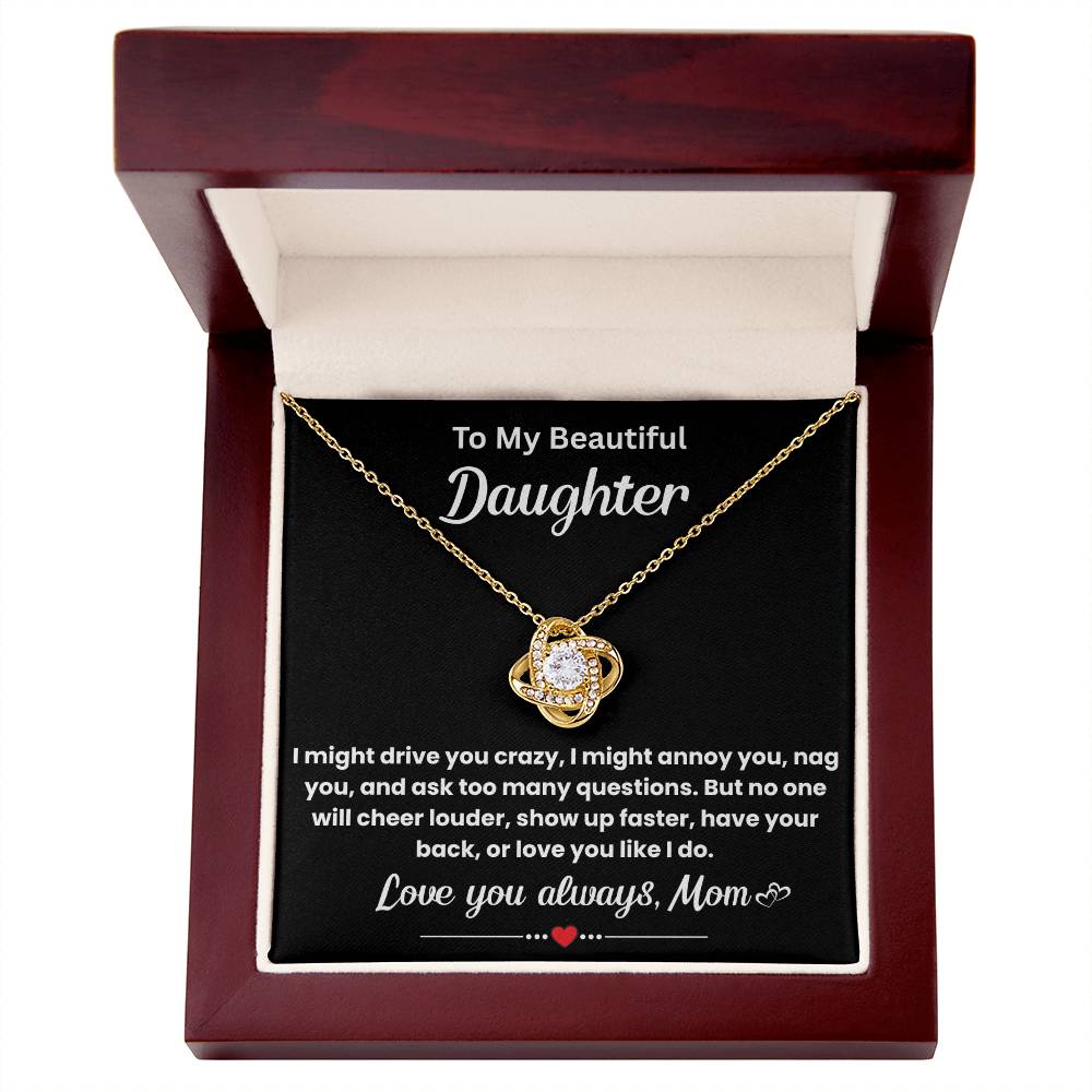 Gift for Beautiful Daughter - I Am So Lucky to Have You in My Life - Love Knot Necklace
