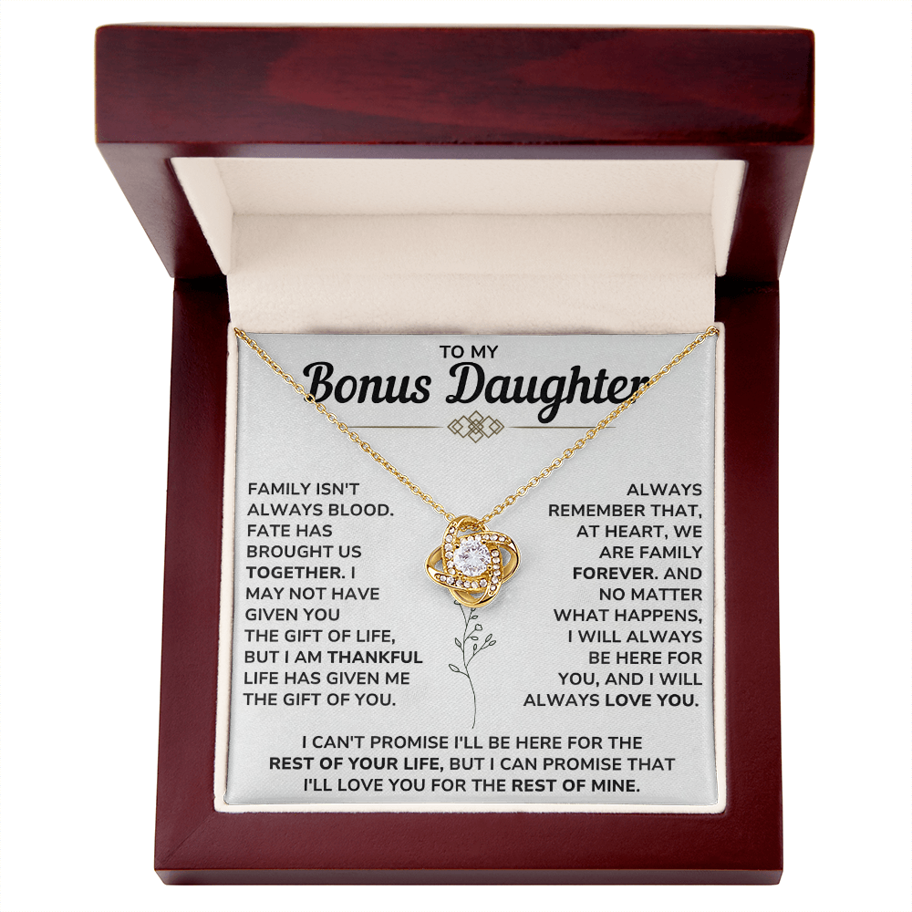 To My Bonus Daughter - Always Keep Me in Your Heart - Love Knot Necklace