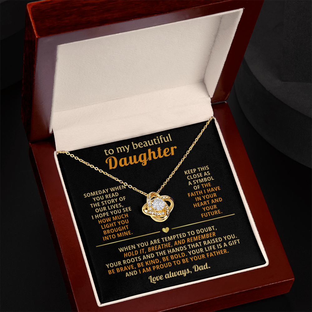 To My Beautiful Daughter Gift From Dad - Love Knot Necklace