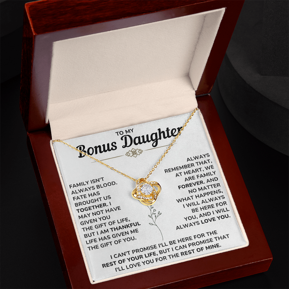 To My Bonus Daughter - Always Keep Me in Your Heart - Love Knot Necklace