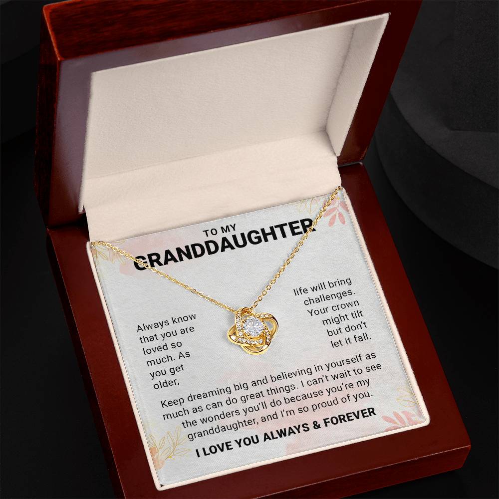 To My Granddaughter, Love Knot Necklace Gift From Grandpa or Grandpa