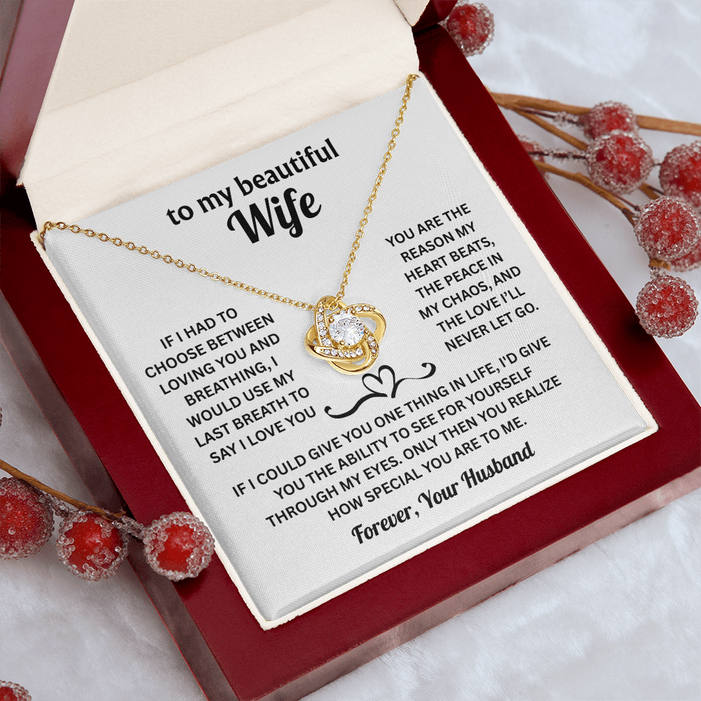 To My Beautiful Wife – Meaningful Gift Necklace with Heartfelt Message | Romantic Jewelry for Anniversary, Birthday & Christmas