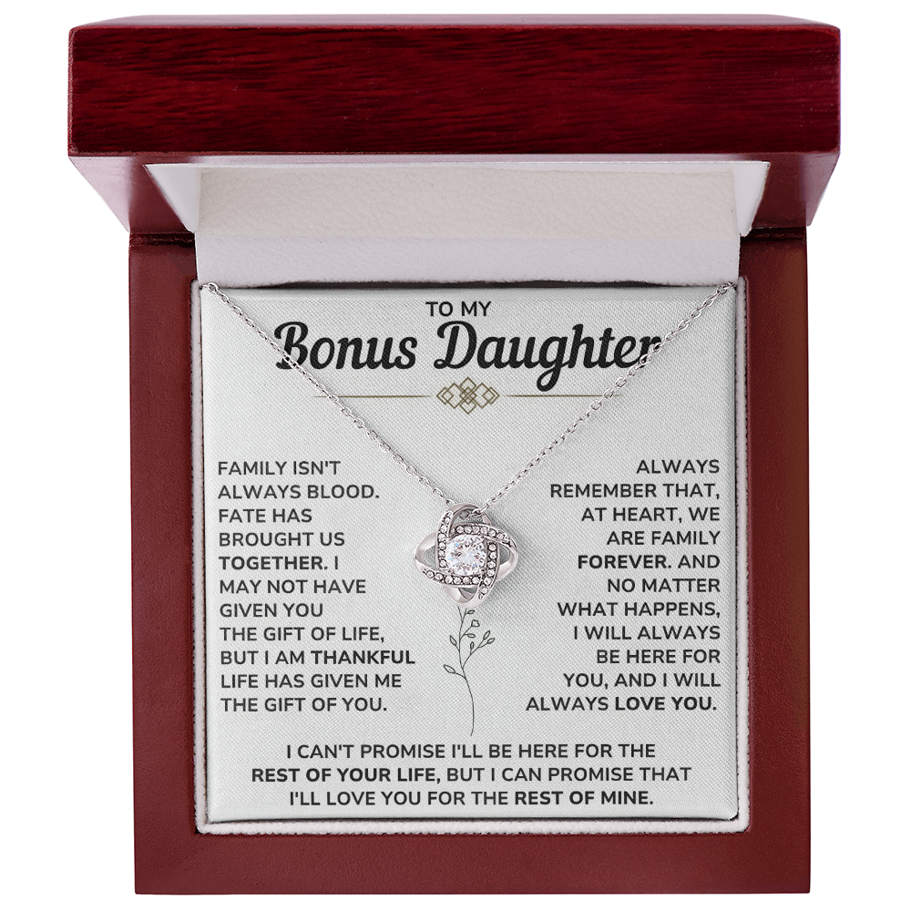 To My Bonus Daughter - Always Keep Me in Your Heart - Love Knot Necklace