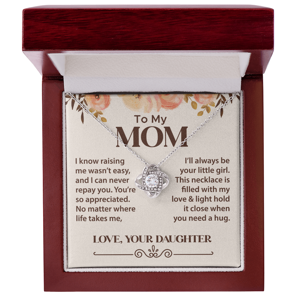 To My Mom - I Love You Always and Forever - Love Knot Necklace