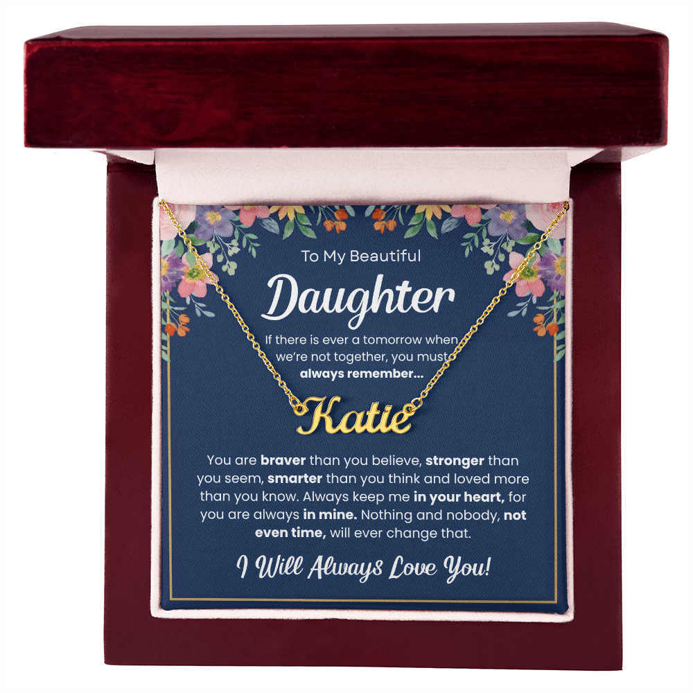 Personalized Daughter Name Necklace – Custom Name Gift from Mom or Dad