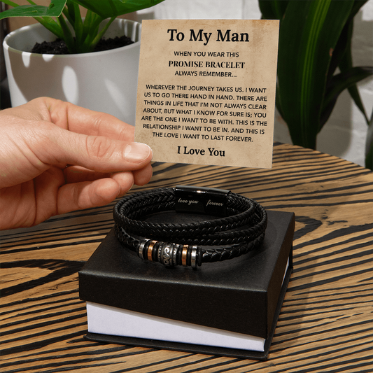 To My Man Bracelet, Jewelry Gifts For Man With Message Card & Box