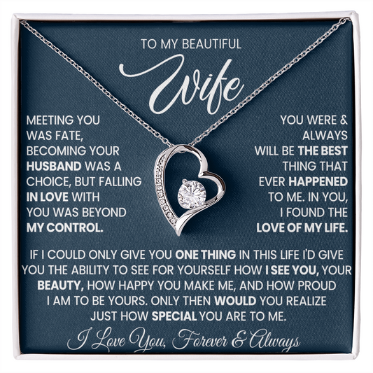 To My Wife Forever Love Necklace With Heartfelt Message & Gift Box