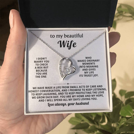 To My Beautiful Wife - Thinking About You Always Makes Me Smile - Forever Love Necklace