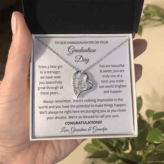 Granddaughter Graduation Gift from Grandma & Grandpa - Forever Love Necklace