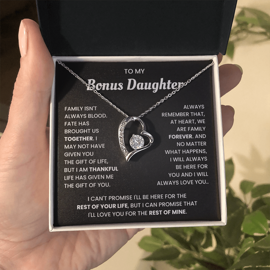To My Bonus Daughter Necklace Gift From Bonus Mom Dad With Beautiful Gift Box