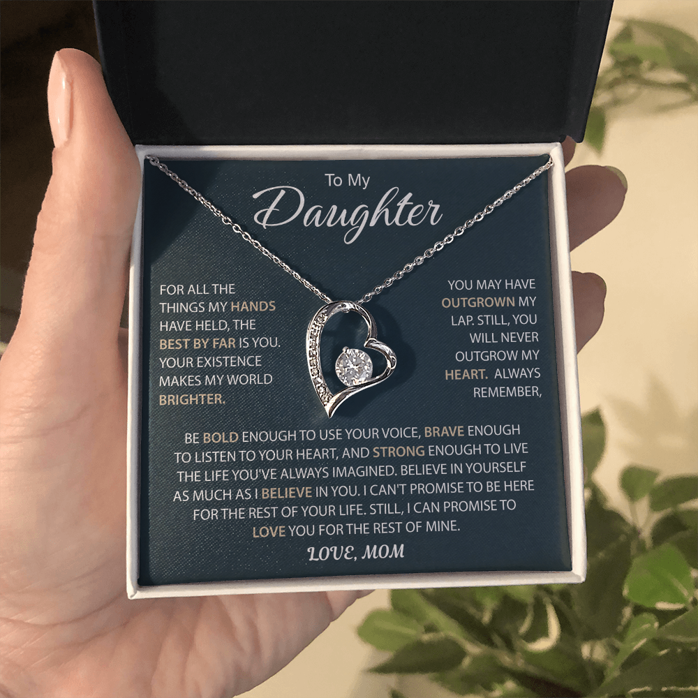 To My Daughter - a Sentimental Gift for Her From Mom Dad - Forever Love Necklace