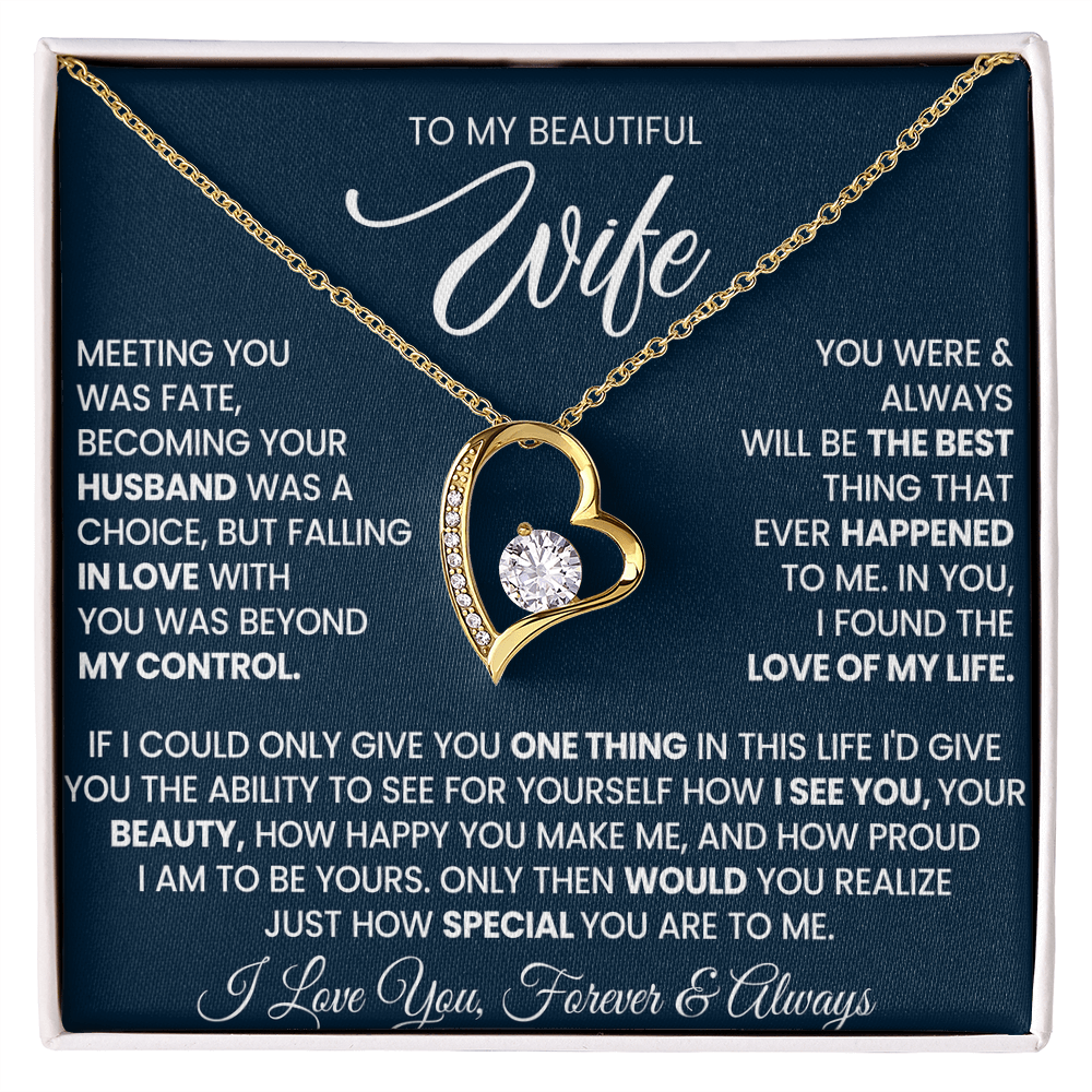 To My Wife Forever Love Necklace With Heartfelt Message & Gift Box