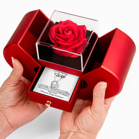 To My Wife Necklace | Gift for Wife Anniversary | Heart Rose Box