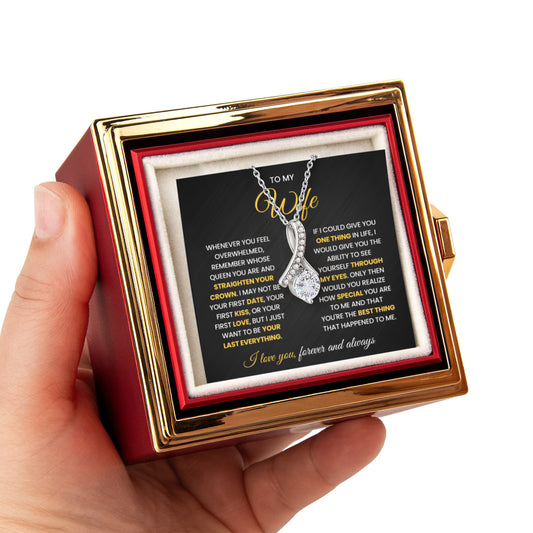 Wife Birthday Gift Necklace | Romantic Anniversary Jewelry - Rotating Rose Gift Box