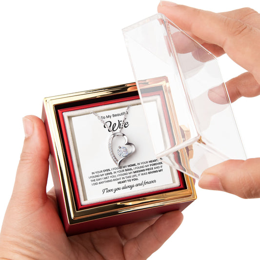 Gifts For Wife, Valentines Day Gifts, Anniversary Jewelry with Rotating Rose Box