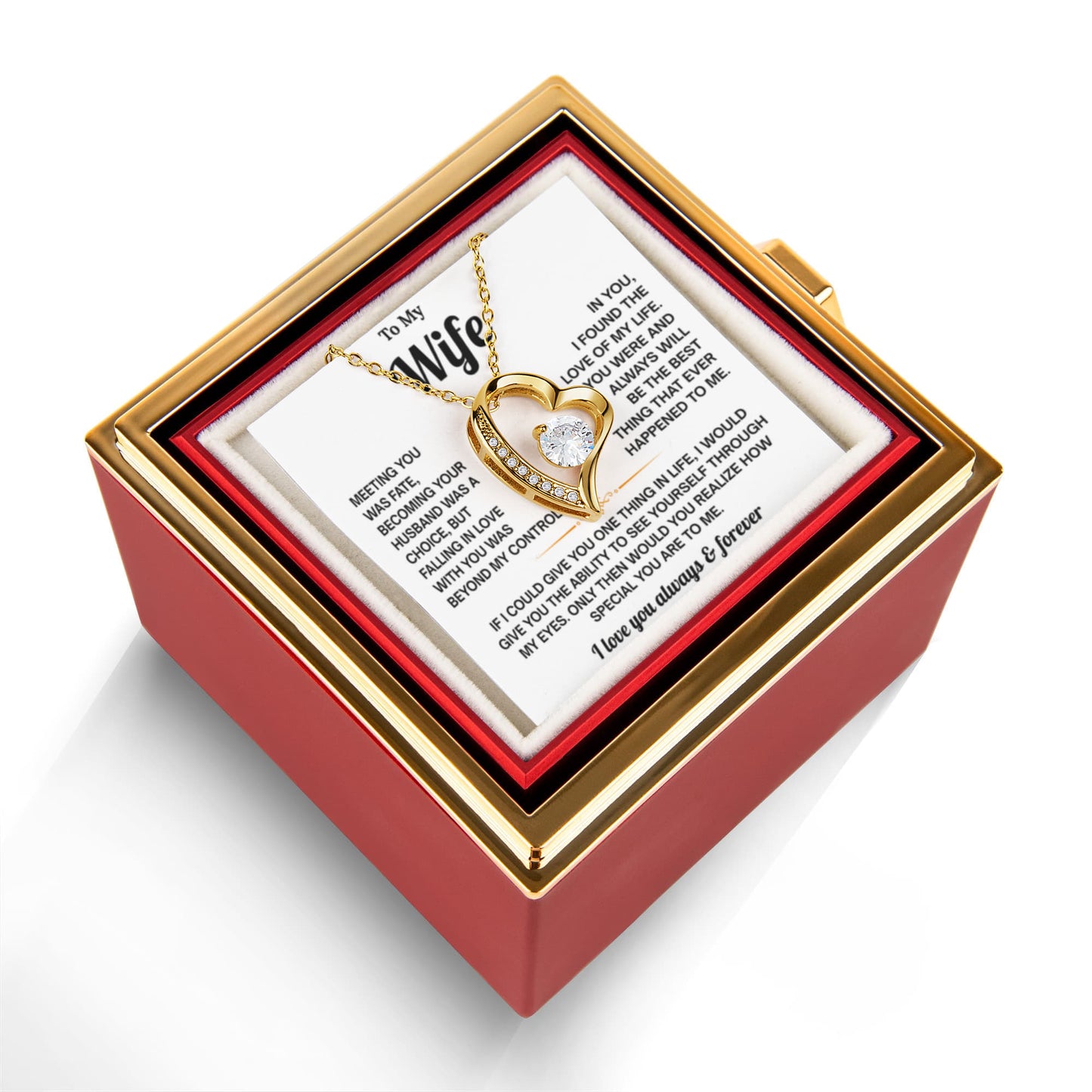 To My Wife Necklace From Husband With Heartfelt Message and Gift Box