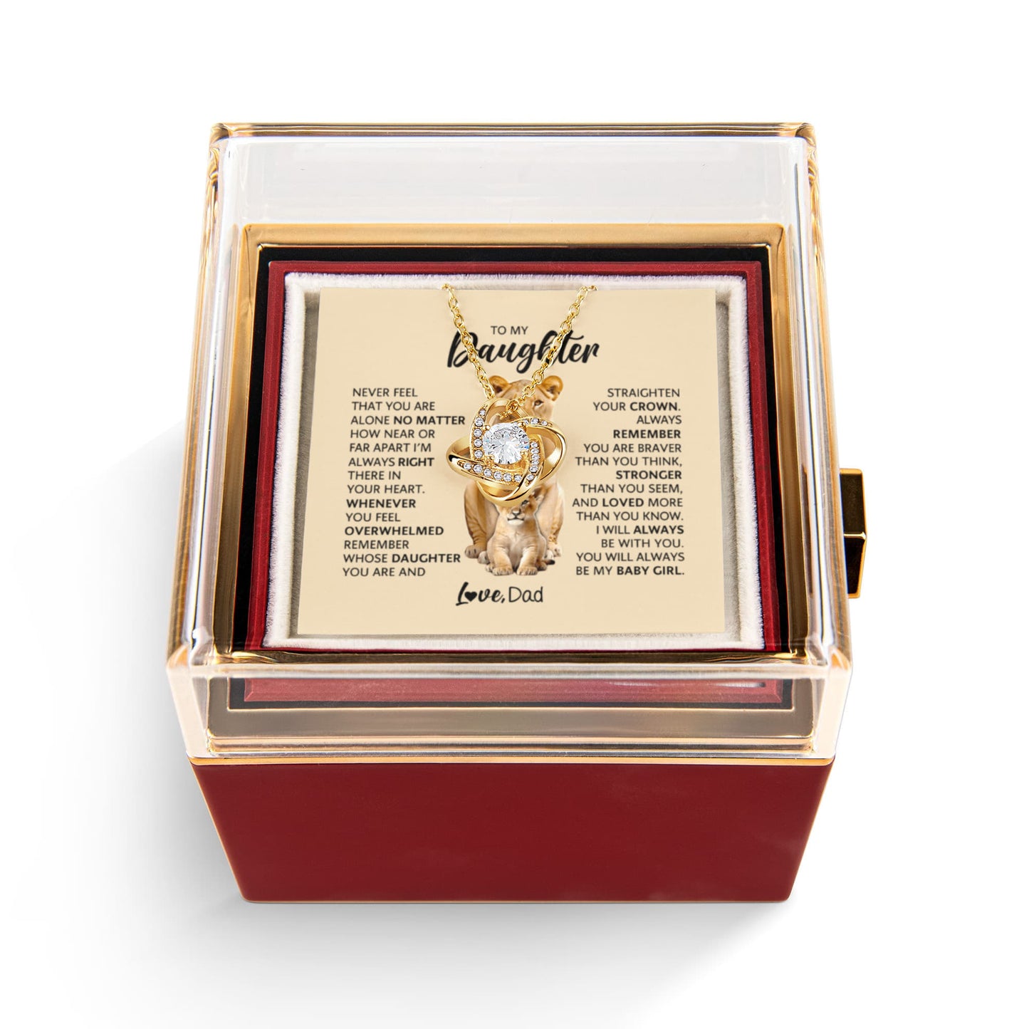 Daughter Graduation Gift 2026 | Proud Dad to Daughter Necklace | Rotating Rose Box