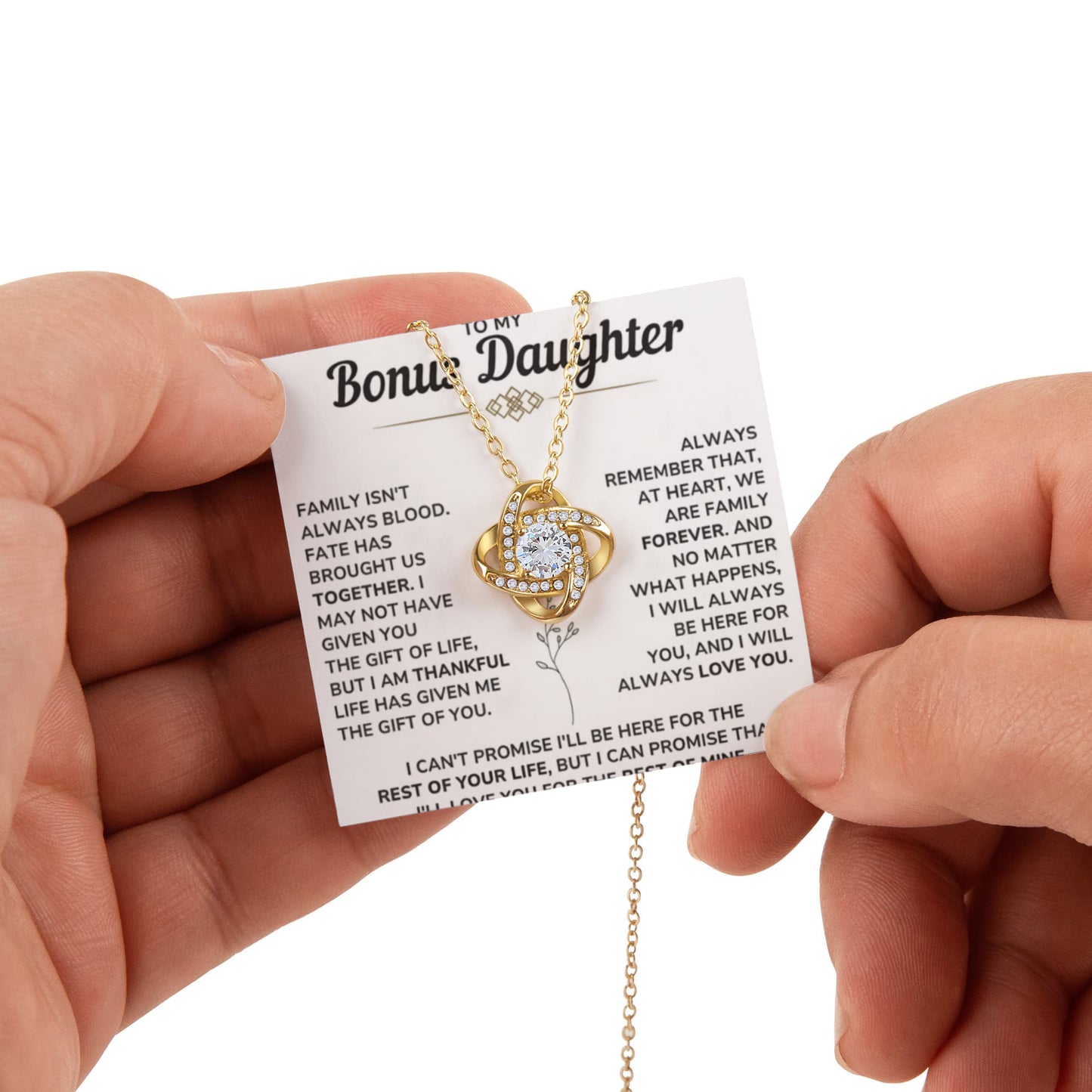To My Bonus Daughter - You Will Always Be My First Child - Love Knot Necklace