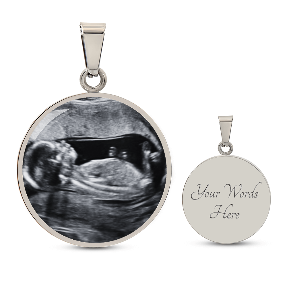 Ultrasound Necklace Sonogram, Circle Pendant Necklace for New Mom, Baby Announcement Present, Mother's Day Gift