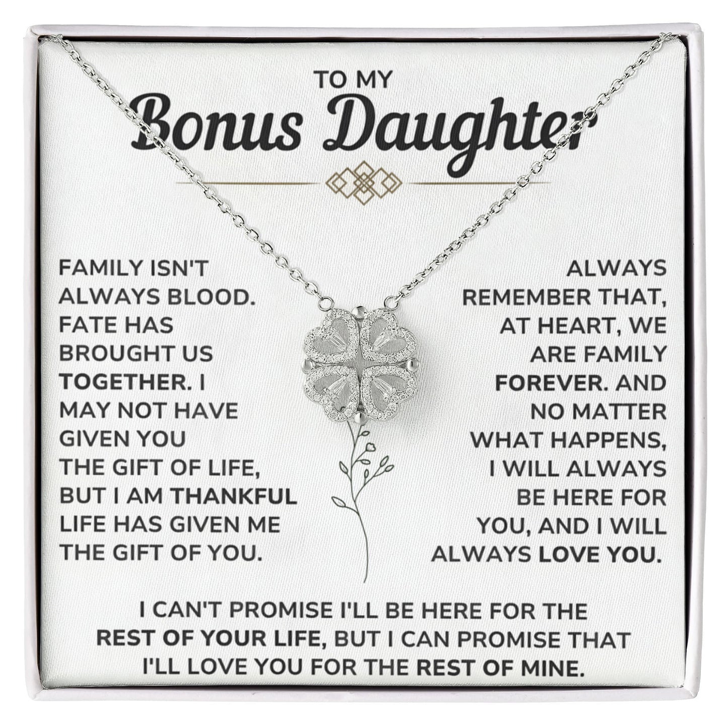 To My Bonus Daughter Necklace | Magnetic Hearts Necklace