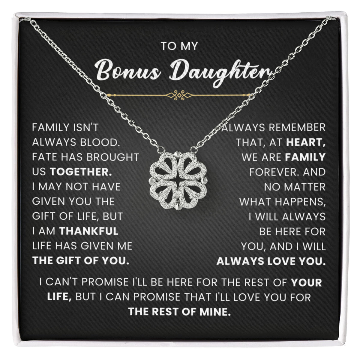 To My Bonus Daughter Magnetic Hearts Necklace – Meaningful Gift from Mom or Dad