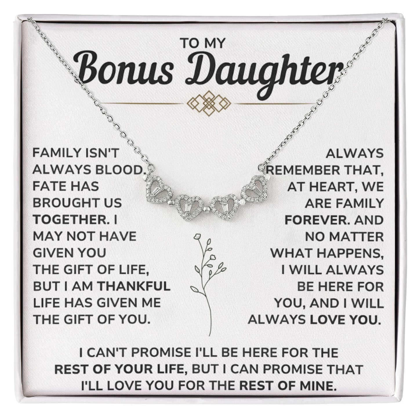 To My Bonus Daughter Necklace | Magnetic Hearts Necklace