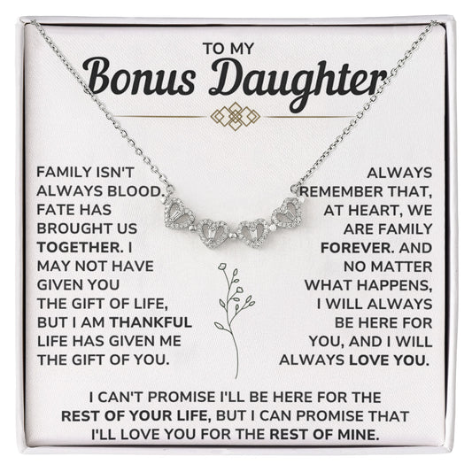 To My Bonus Daughter Necklace | Magnetic Hearts Necklace