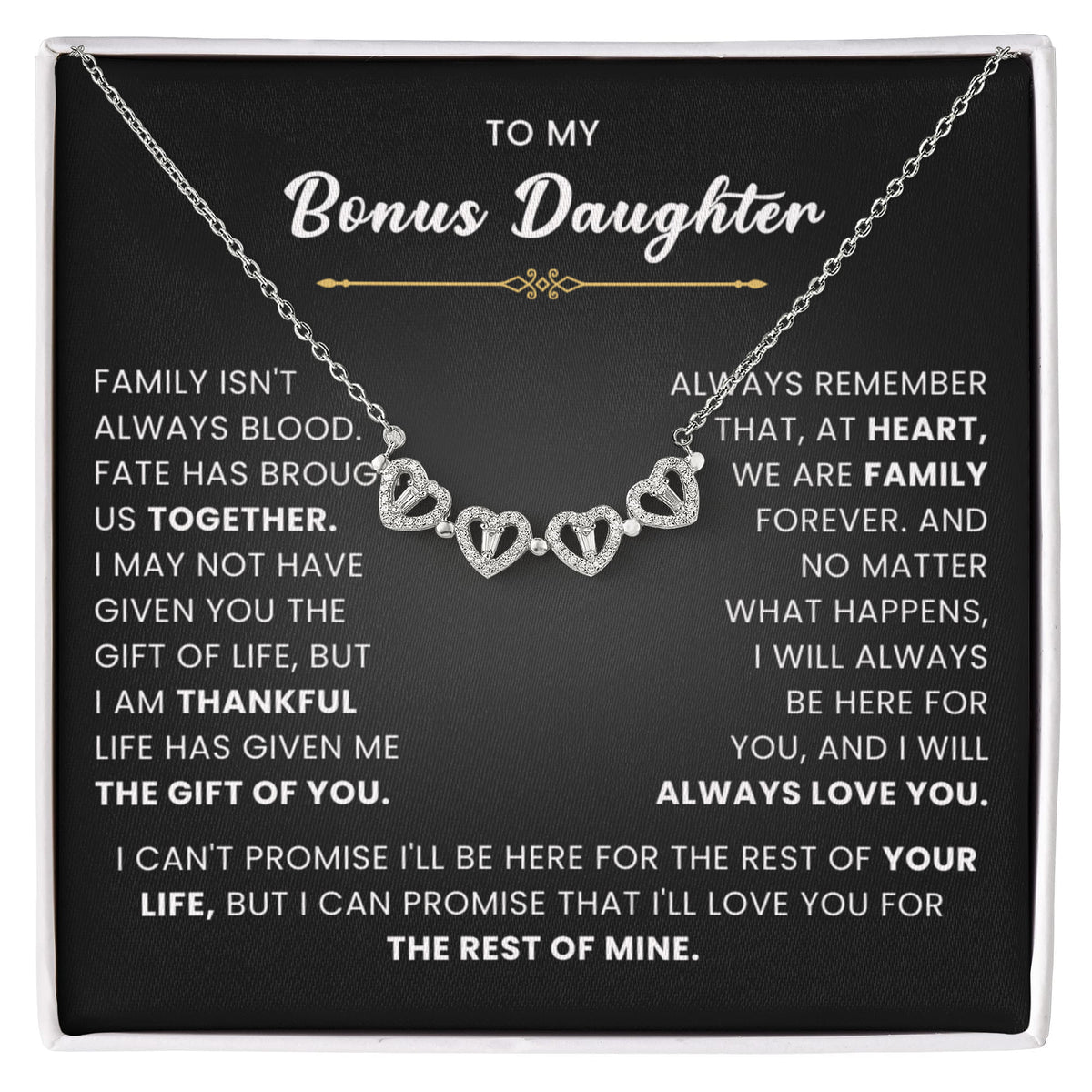 To My Bonus Daughter Magnetic Hearts Necklace – Meaningful Gift from Mom or Dad