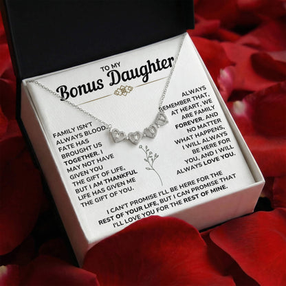 To My Bonus Daughter Necklace | Magnetic Hearts Necklace