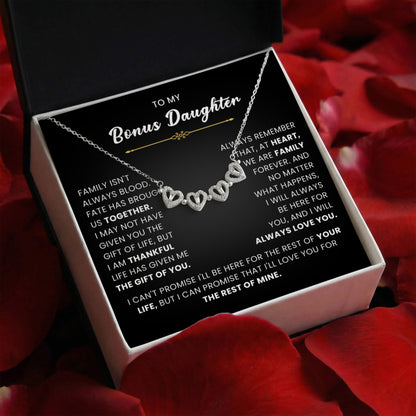 To My Bonus Daughter Magnetic Hearts Necklace – Meaningful Gift from Mom or Dad