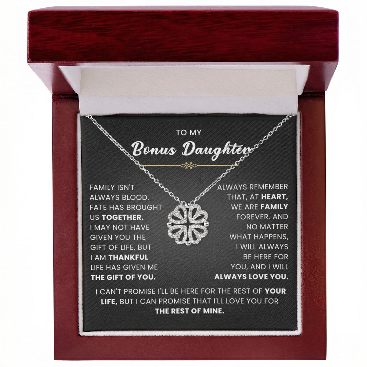 To My Bonus Daughter Magnetic Hearts Necklace – Meaningful Gift from Mom or Dad