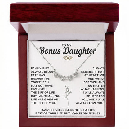To My Bonus Daughter Necklace | Magnetic Hearts Necklace